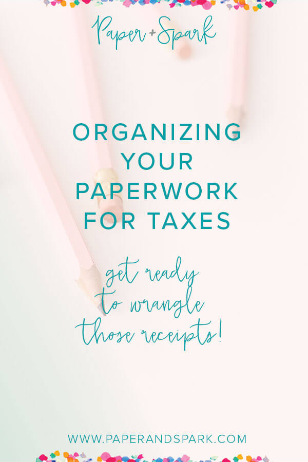 organizing paperwork for taxes