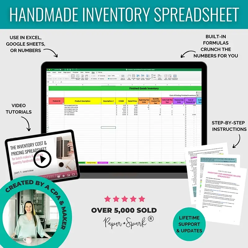 Handmade Inventory Spreadsheet from Paper + Spark