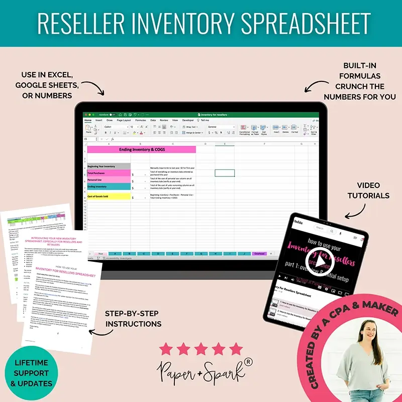 Reseller Inventory Spreadsheet from Paper + Spark