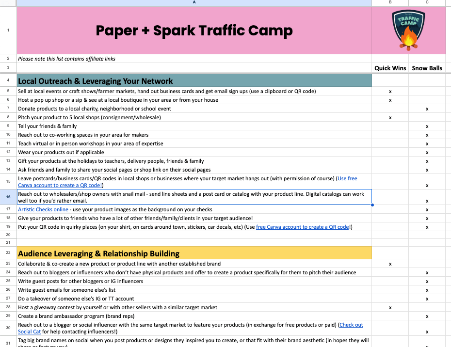 Traffic Camp Worksheet